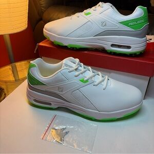 FENLERN Golf Shoes Men, Spiked, Waterproof Leather Upper, Cushioning Size 13